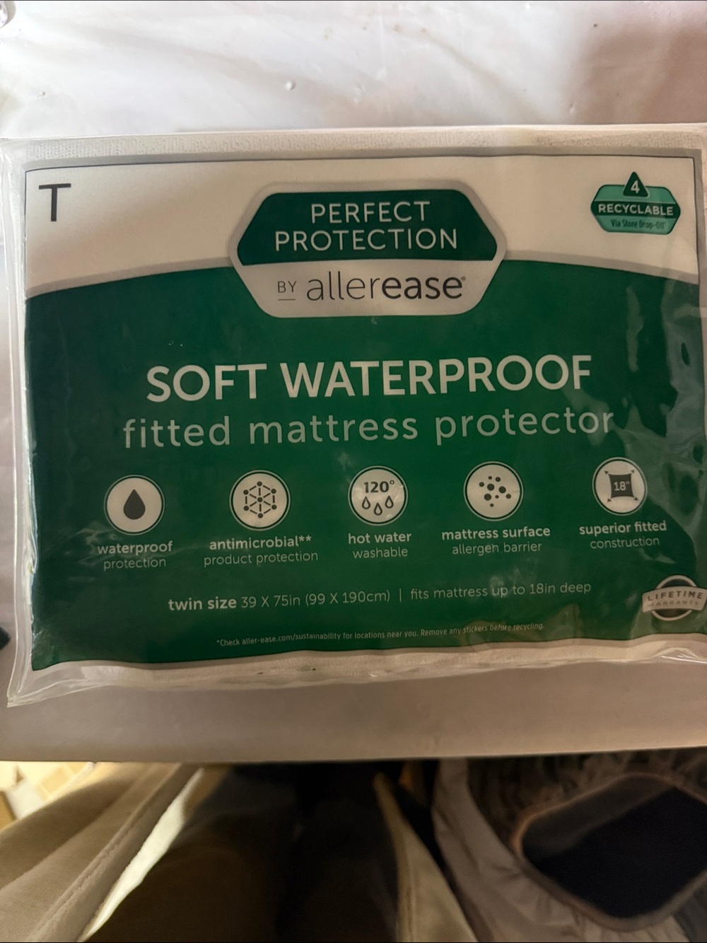 Perfect Protection by Soft Waterproof Fitted Mattress Protector - Green